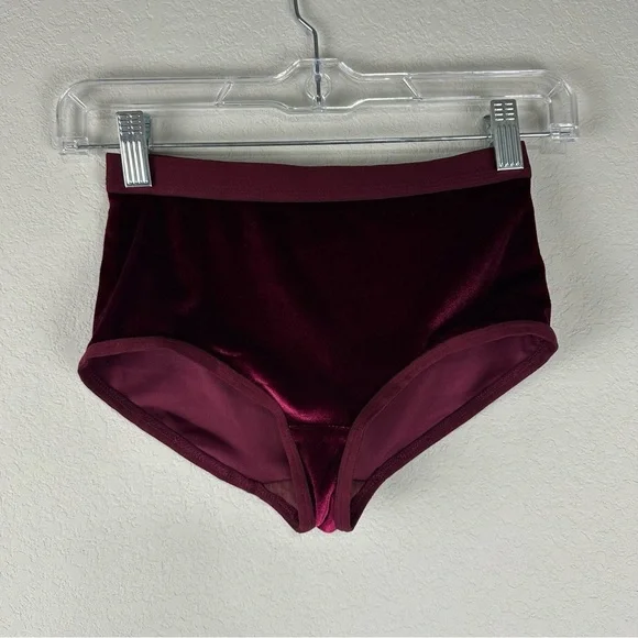 NEW Anthropologie Dark Red Velvet Triangle Bra and Brief Set Size XXS - Picture 6 of 11
